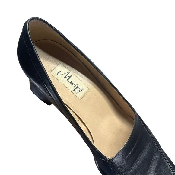 Vintage Y2K Chunky Heel Size 8.5 Maripe Black Leather Made in Brazil - Picture 3 of 13